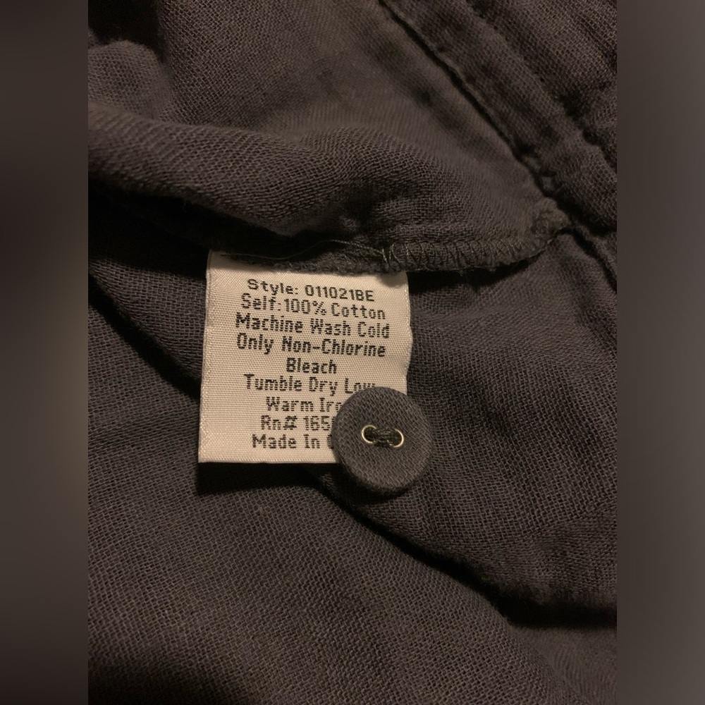 Johnny Was Calme Double Pocket Long Sleeve Shacket 100% Cotton Large Grey - Picture 9 of 9